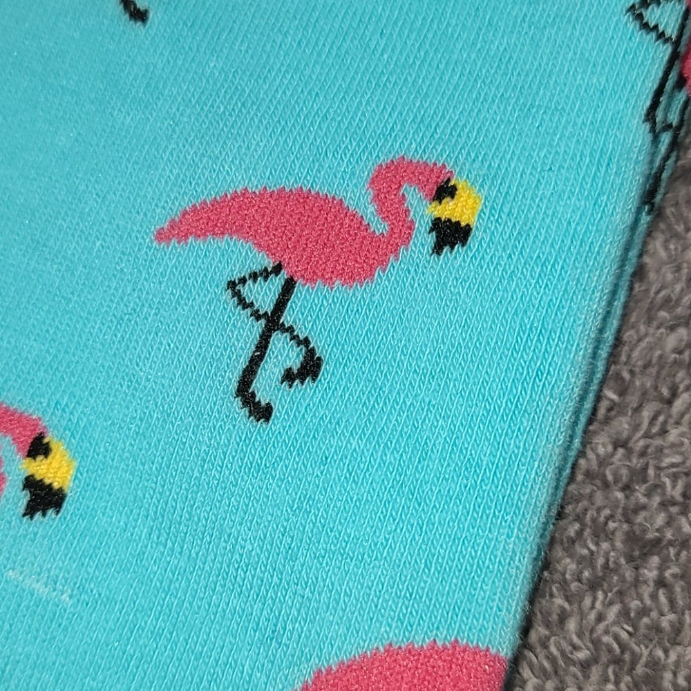 Pink flamingos! Blue toe socks - Picture 14 of 16